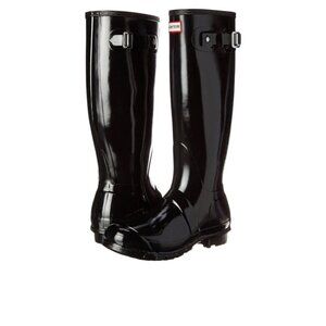 Hunter Womens Original Tall Gloss Black Rain Boots Size 9 preppy classic